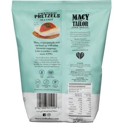 Macy and Tailor Oven Baked Pressed Pretzels Sea Salt 180g