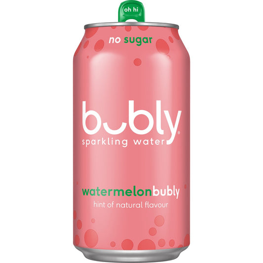 Bubly Watermelon Sparkling Water No Sugar Multipack Cans 375ml X 8 Pack