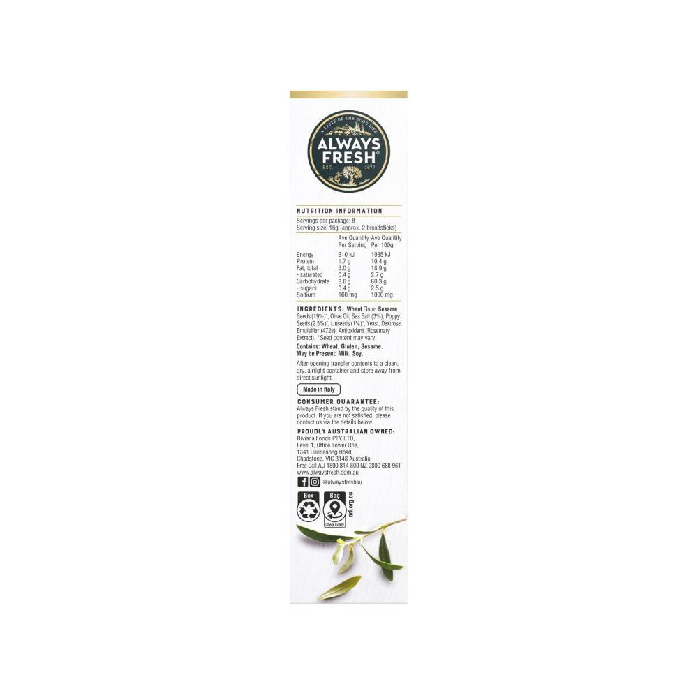 Always Fresh Grissini Breadsticks Three Seed - 125g