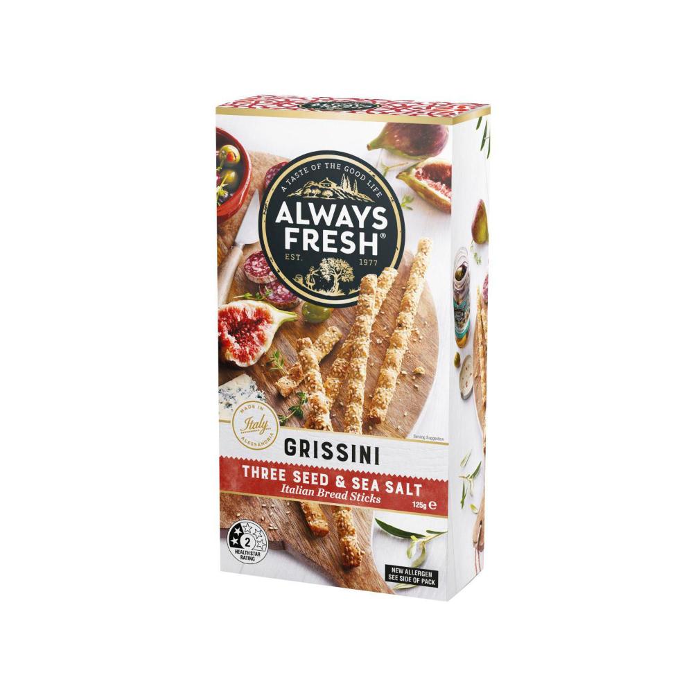 Always Fresh Grissini Breadsticks Three Seed - 125g
