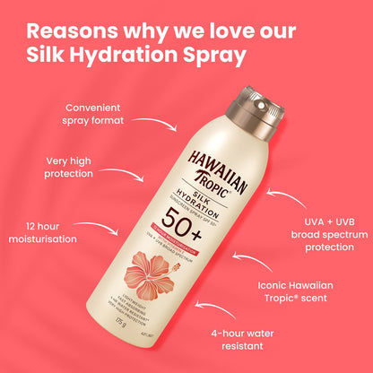Hawaiian Tropic Tropic Silk Hydration Sunscreen Spray Spf 50 175g