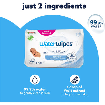 Waterwipes Baby & Newborn Sensitive Wipes 180 Pack