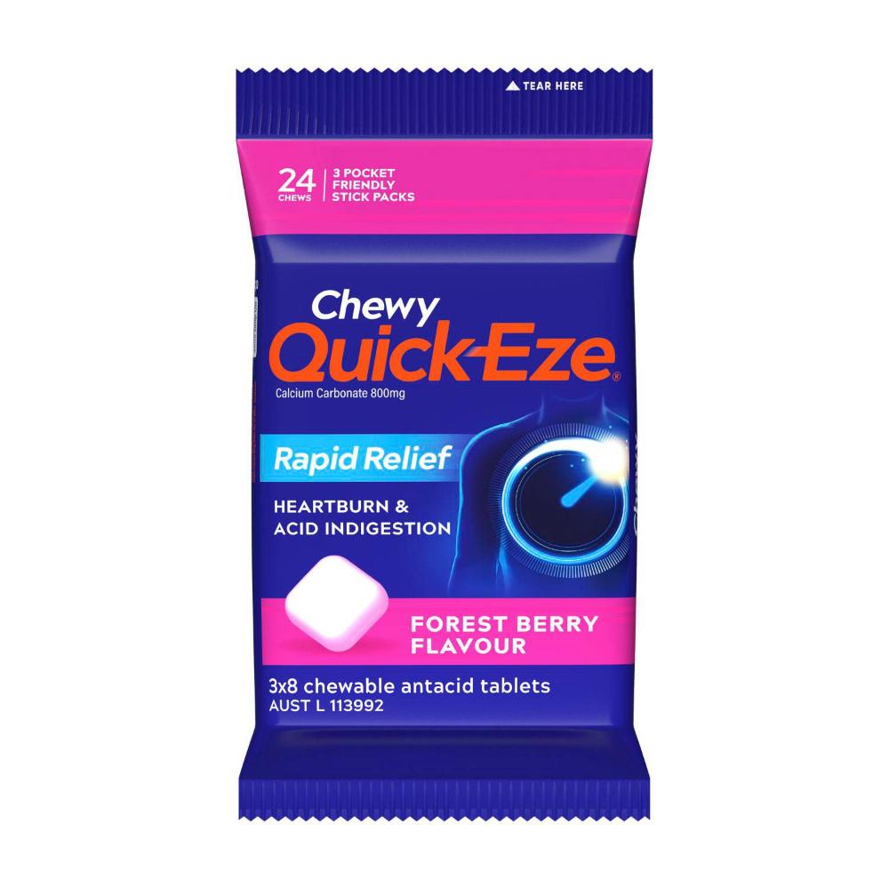 Quick Eze Chewy Fast Acting Heartburn And Indigestion Tablets - 3 pack