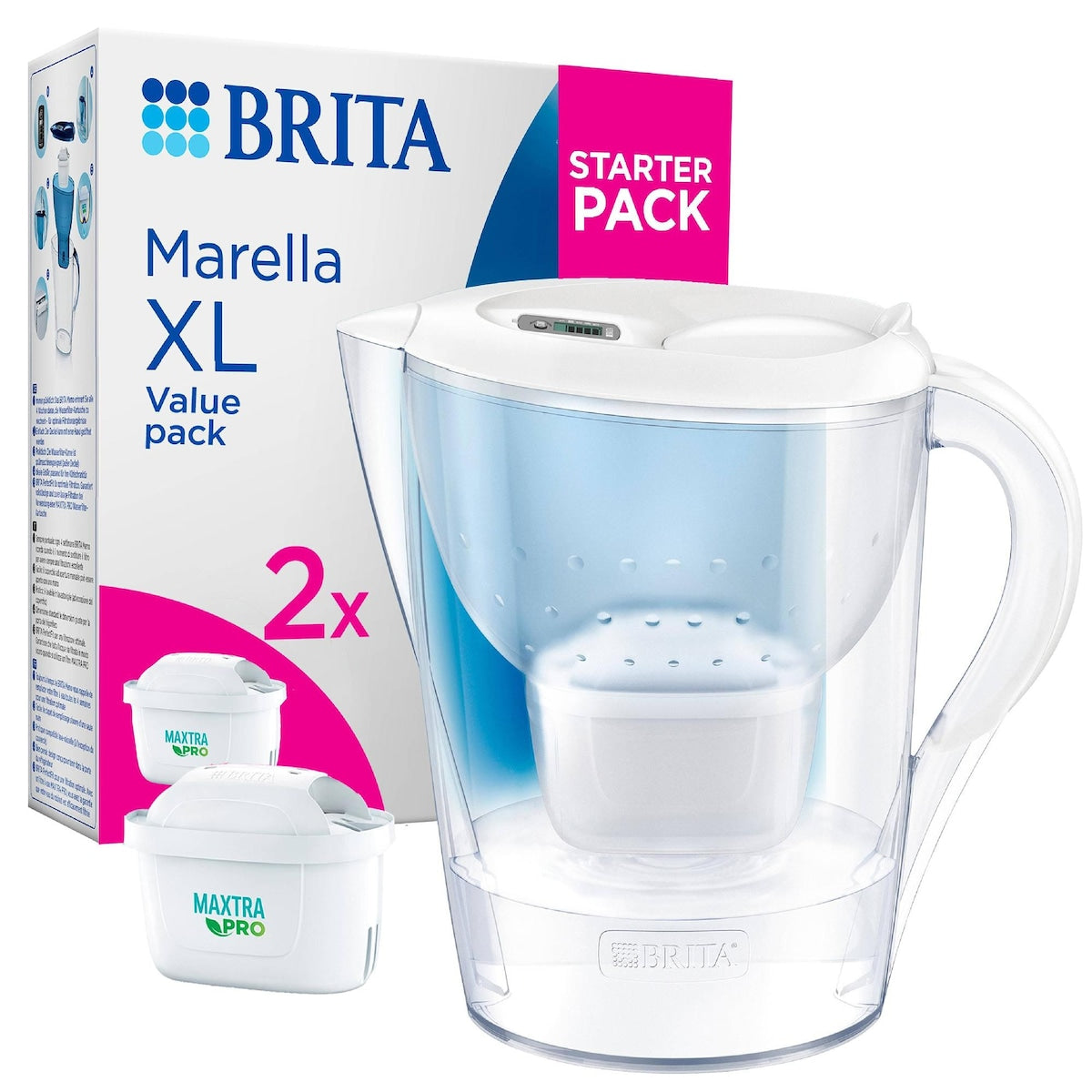 Brita Water Filter Jug Starter Pack Marella Xl 3.5l With 2 Filters Each