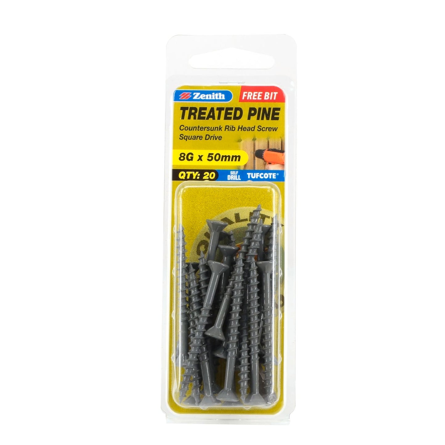 Zenith Treated Pine Screws - 8g x 50mm - 20 Pack
