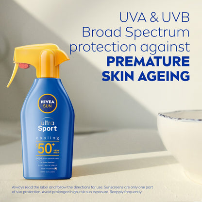Nivea Sun Ultra Sport Cooling Sunscreen Trigger Spray Spf50+ 300ml