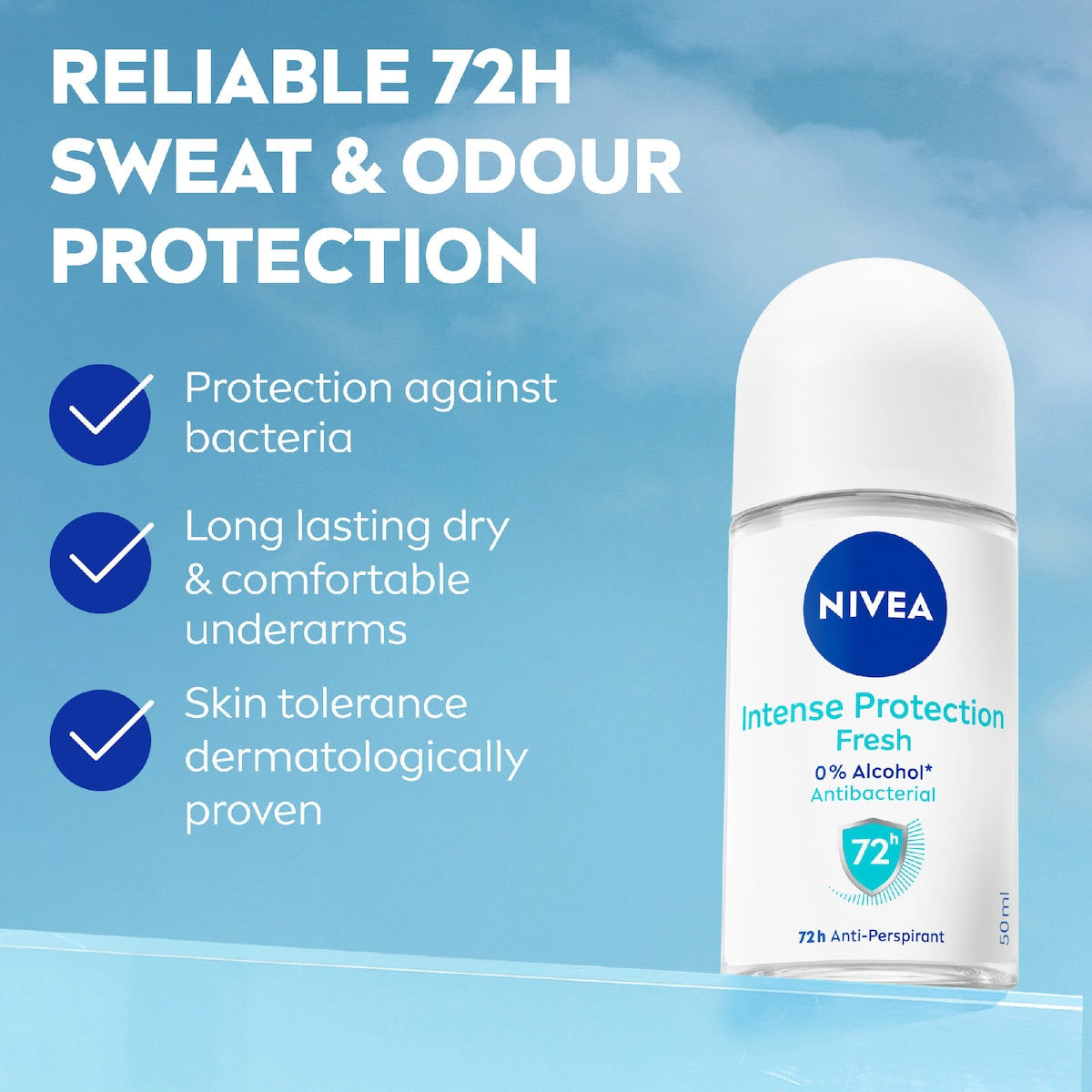 Nivea Intense Protection Fresh 72hr Roll On Deodorant 50ml