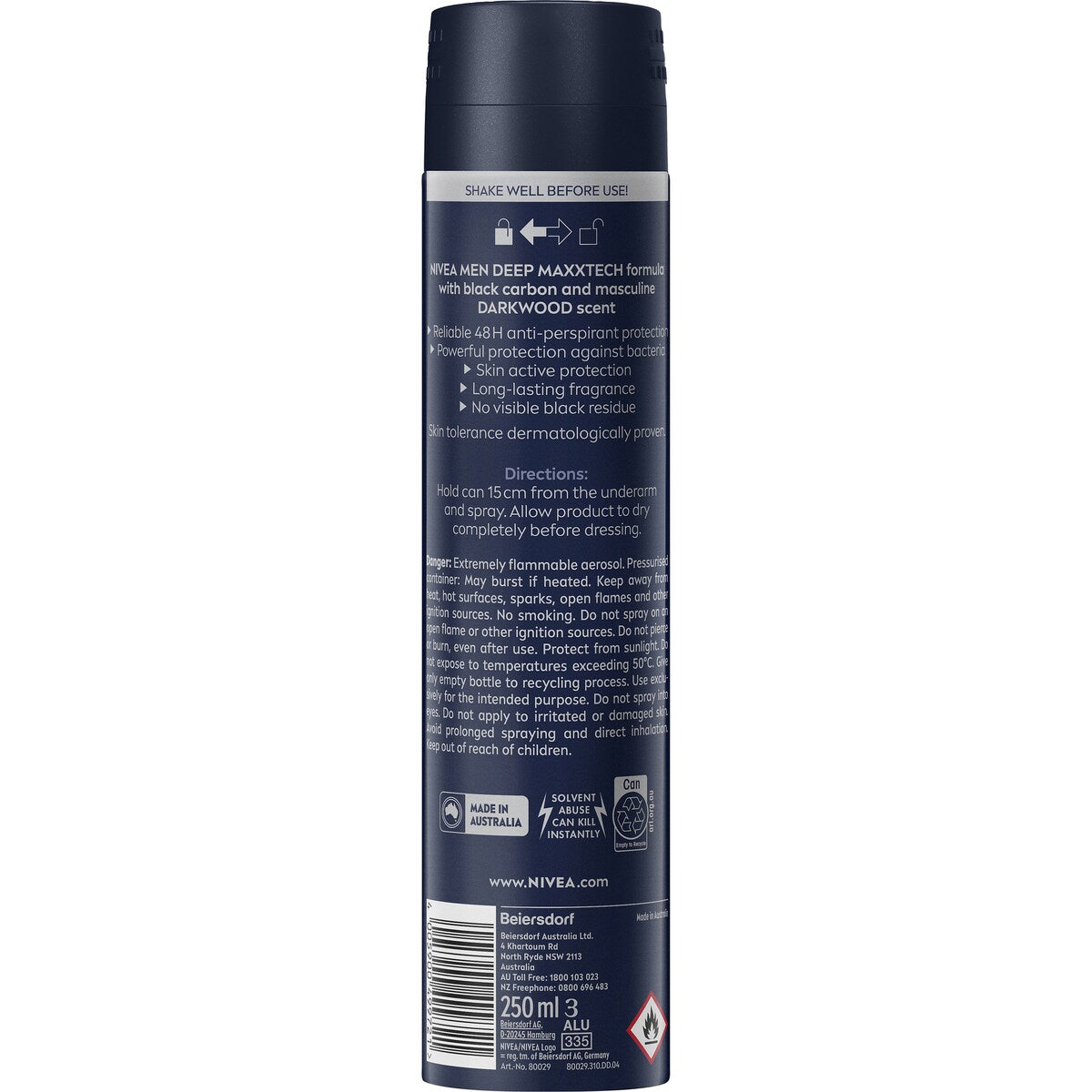 Nivea Men Deep Aerosol Antiperspirant Deodorant 250ml