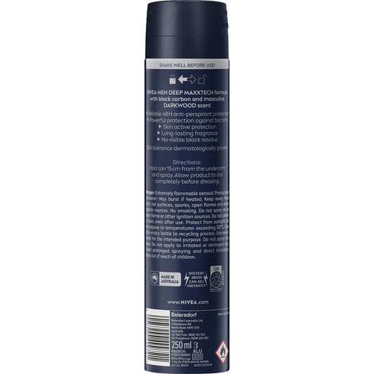 Nivea Men Deep Aerosol Antiperspirant Deodorant 250ml