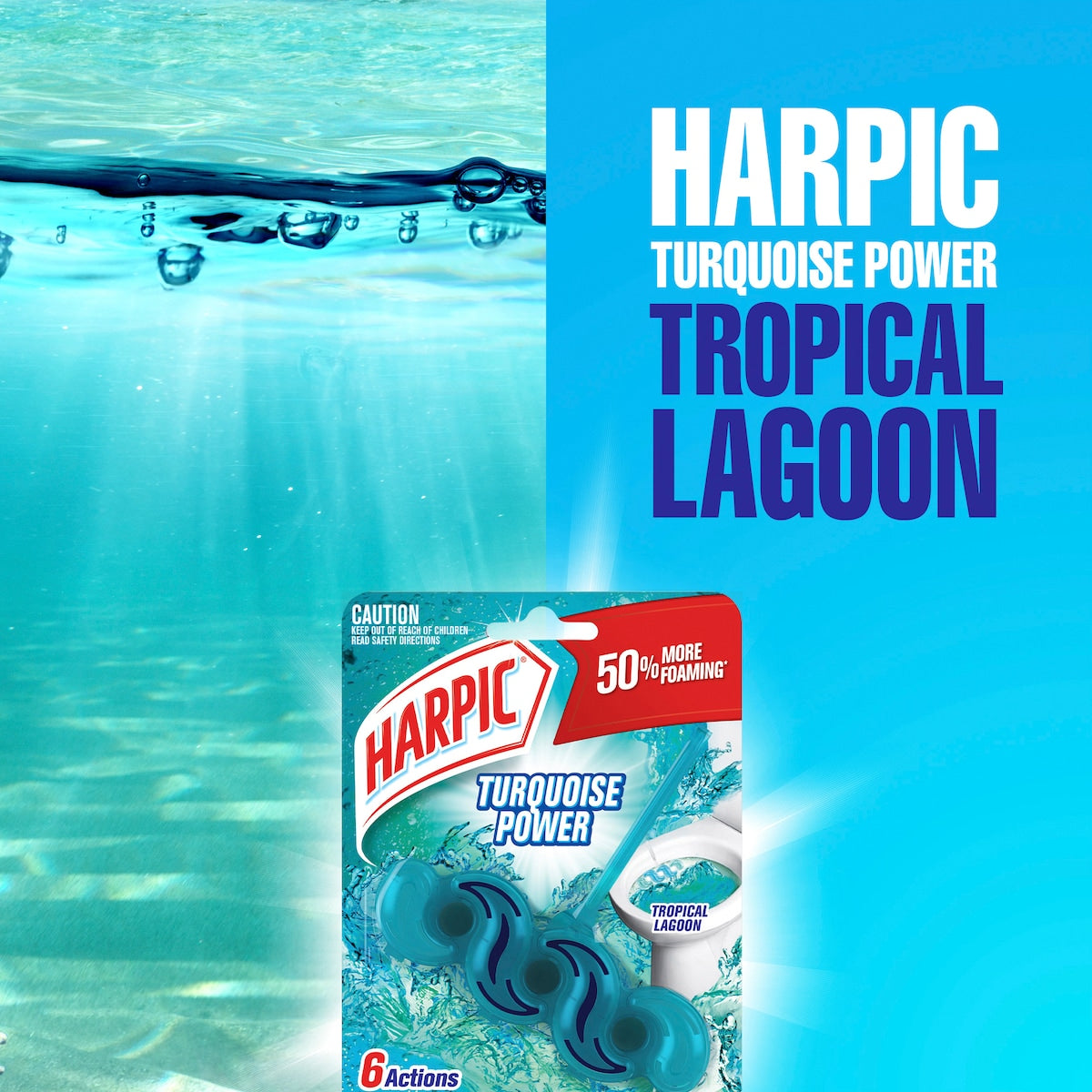 Harpic Turquoise Power Tropical Lagoon Toilet Cleaner Block Each