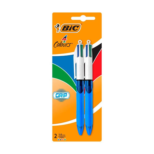 Bic 4 Colours Pens Grip - 2 Pack