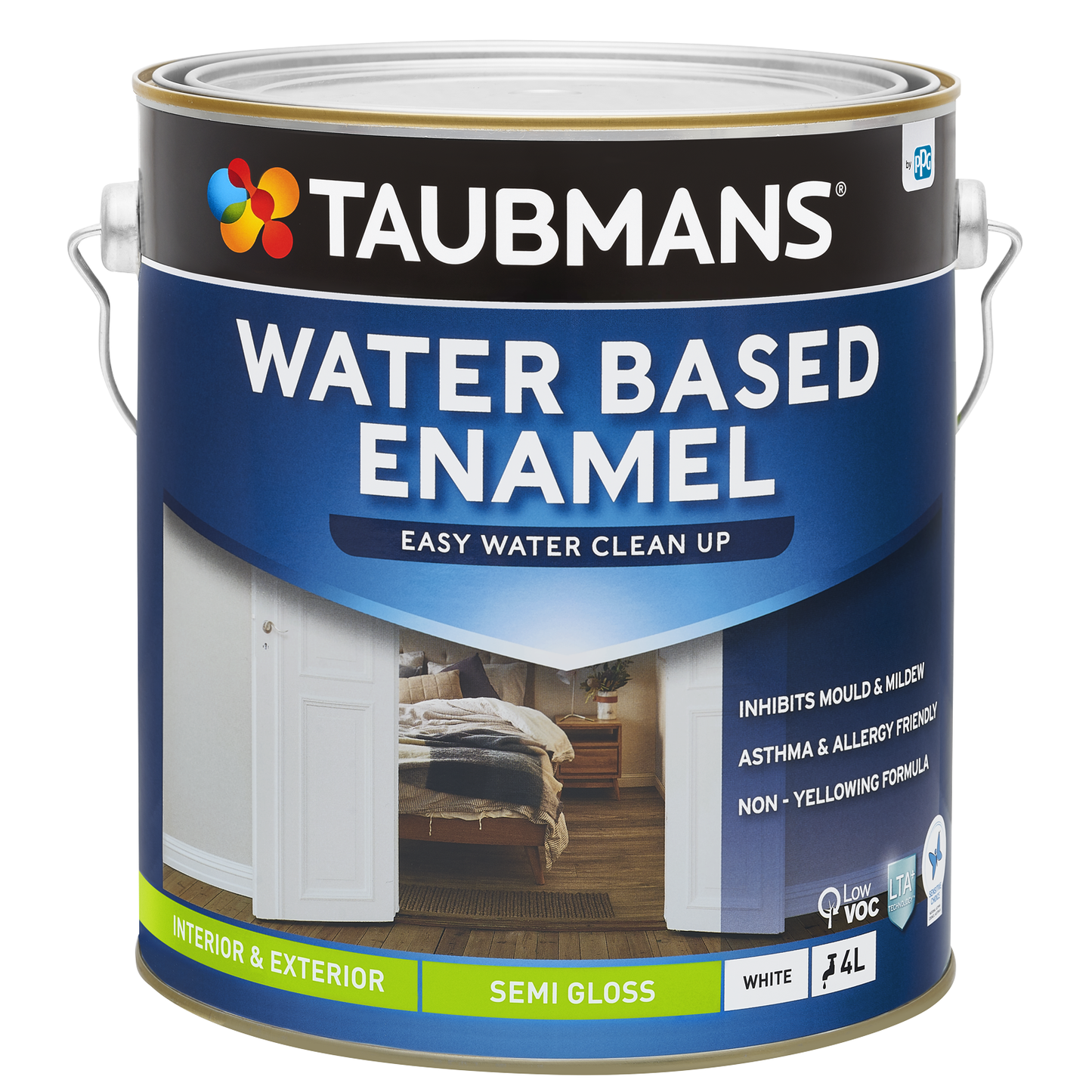Taubmans White Semi Gloss Water Based Enamel Paint - 4L