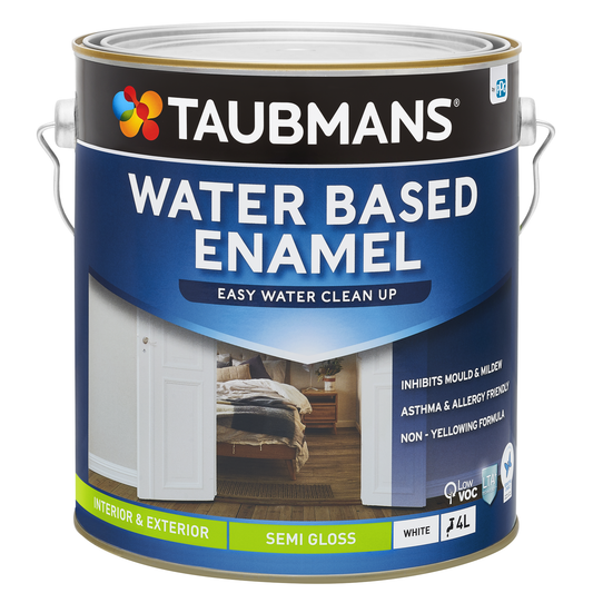 Taubmans White Semi Gloss Water Based Enamel Paint - 4L