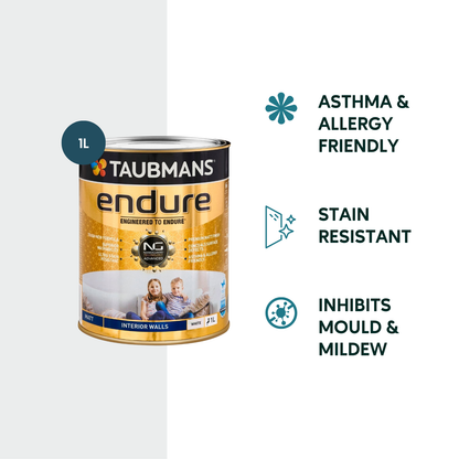 Taubmans White Matt Endure Interior Walls Paint - 1L