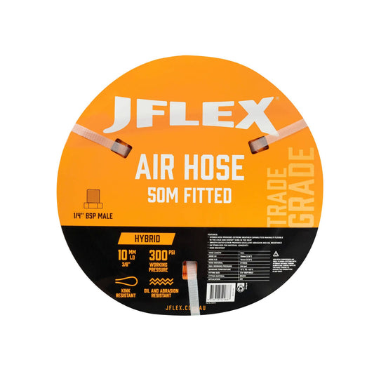Jflex Air Hose 50m Fitted - 3/8"BSP Male - Orange