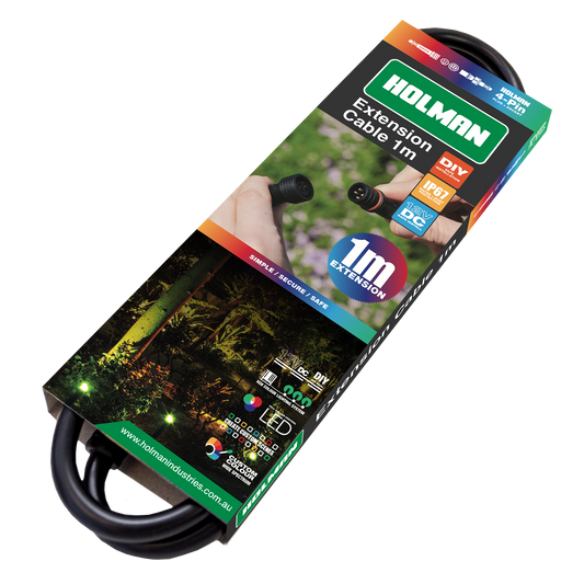 Holman RGB Colour Garden Light Extension Cable - 1m - Black