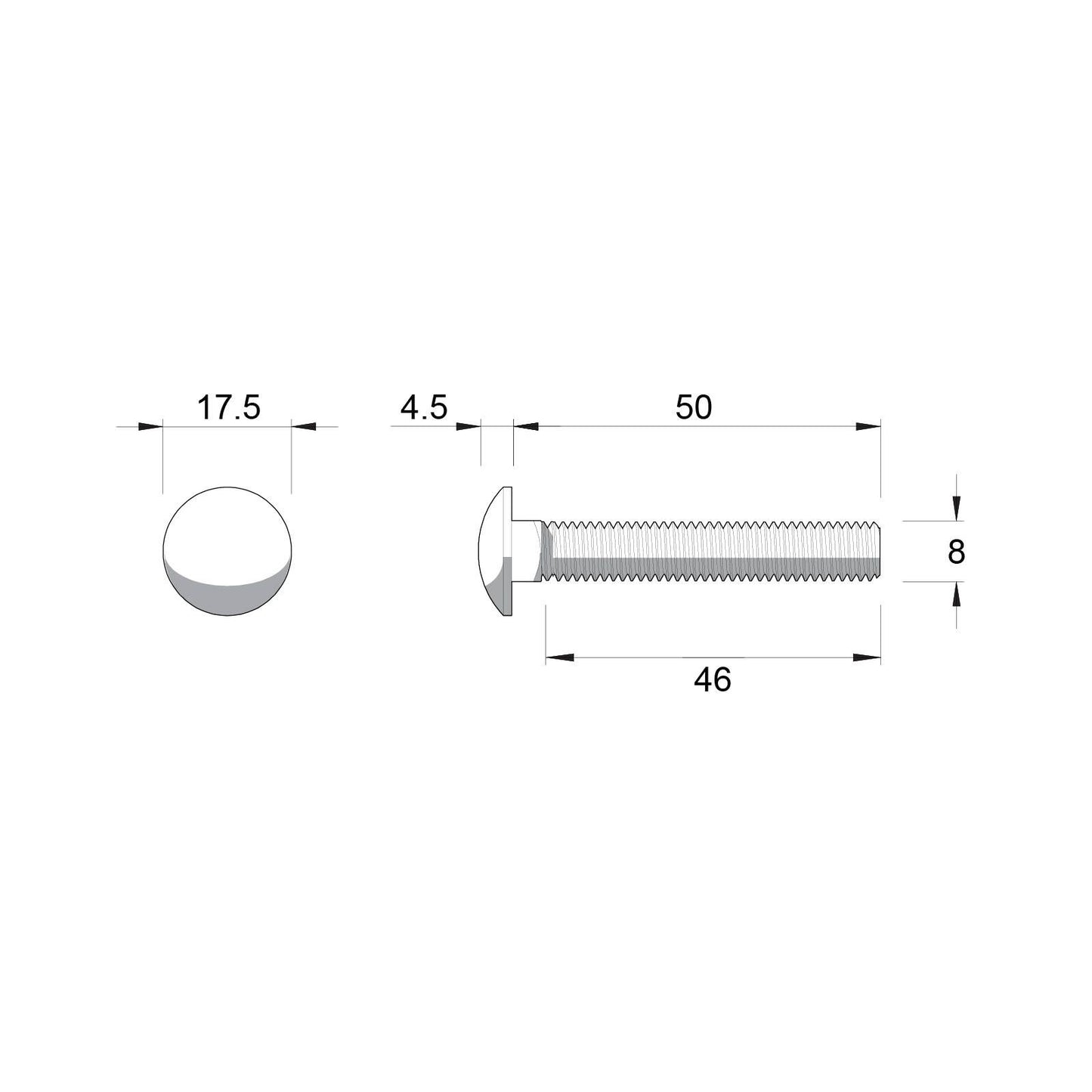 Zenith Hot Dip Galvanised Cup Head Bolts & Nuts - M8 x 50mm - 25 Pack