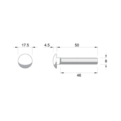 Zenith Hot Dip Galvanised Cup Head Bolts & Nuts - M8 x 50mm - 25 Pack