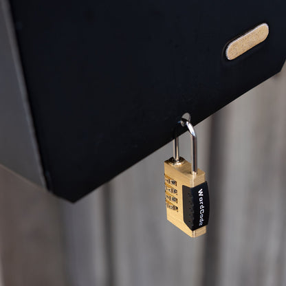 Wordcode 24mm Brass 4 Dial Resettable Padlock