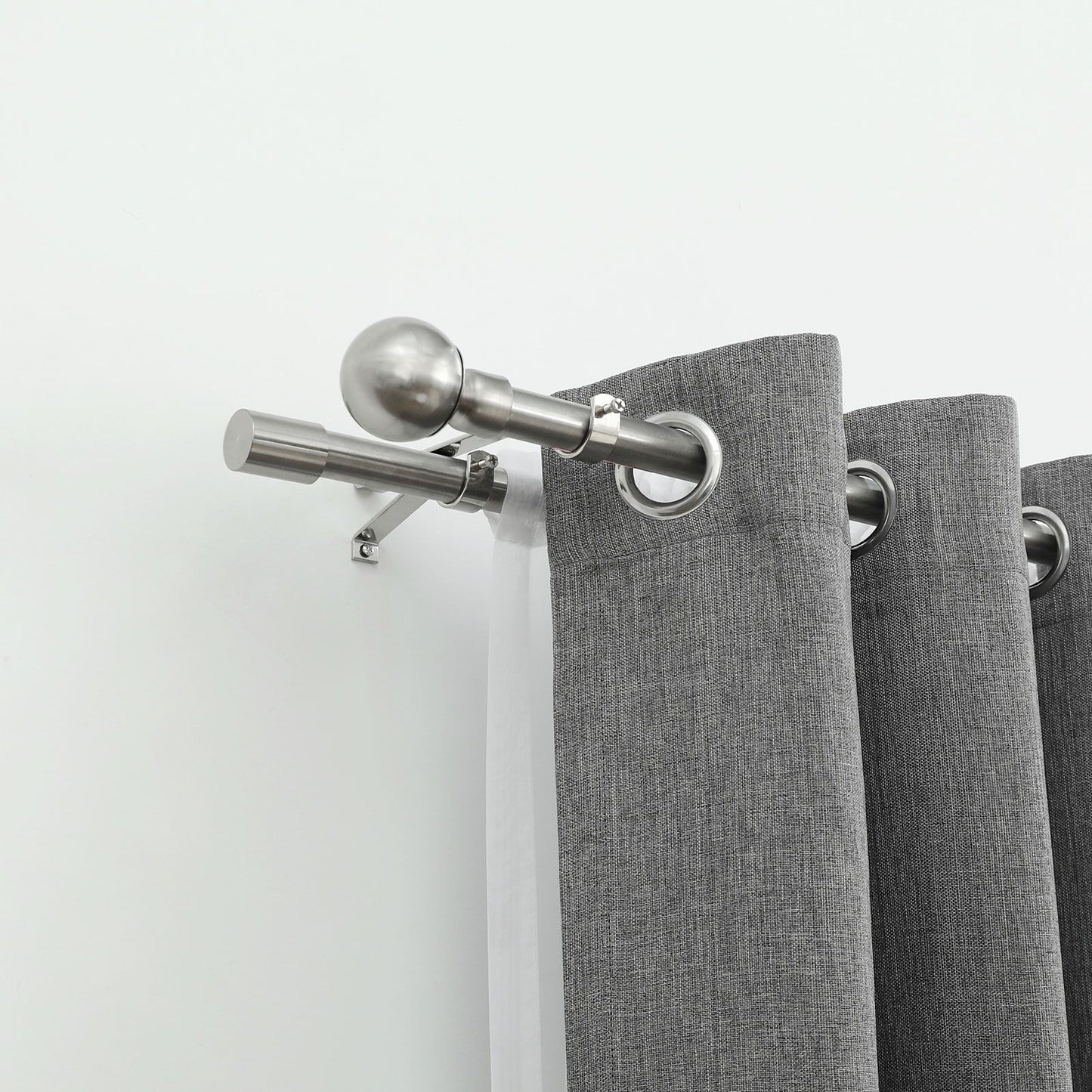 Windoware Double Curtain Rod Bracket - 25mm - Satin - 3 Pack