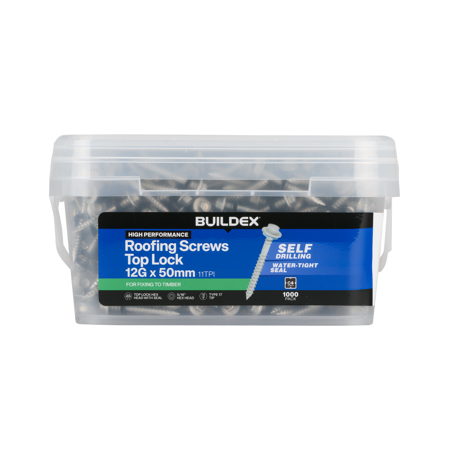 Buildex Roofing Screws - 12g x 50mm - Class 4 - 1000 Pack