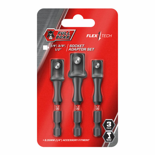 Full Boar Impact Socket Adaptor Set 1/4", 3/8' & 1/2" 3 Piece