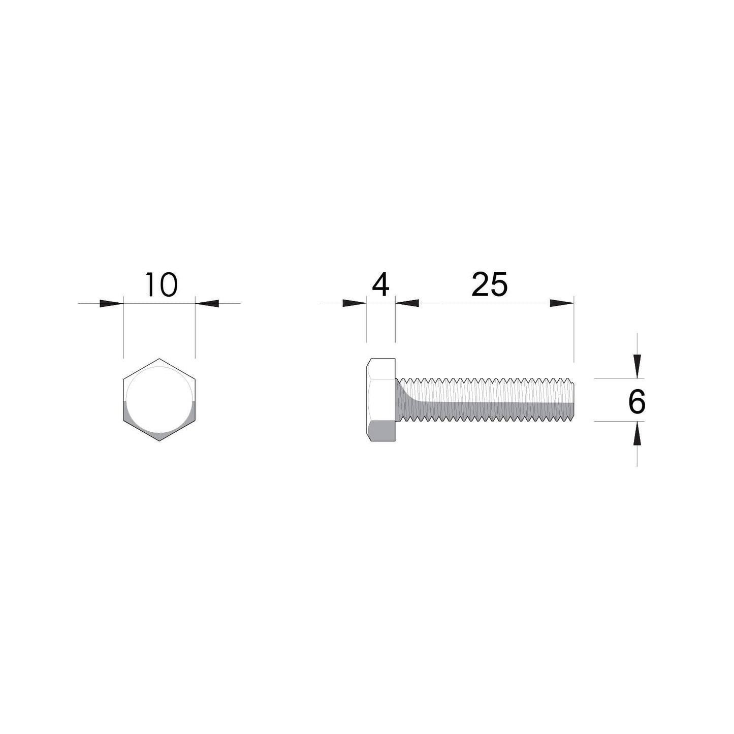 Zenith Hot Dip Galvanised Hex Head Bolts & Nuts - M6 x 25mm - 25 Pack