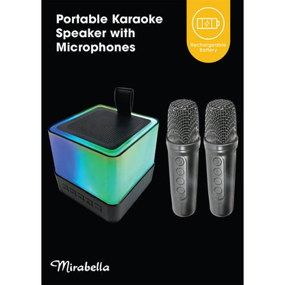Mirabella Portable Karaoke Speaker with Microphones - 110 x 140 x 96mm