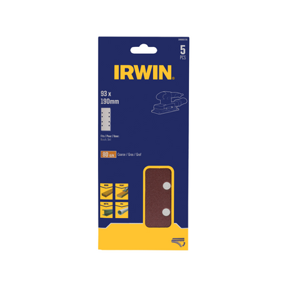 Irwin Sand Sheets - 80 Grit - 93 x 190mm - 5 Pack