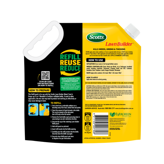 Scotts Lawn Builder 3 in 1 Weed, Feed, Green-Up Refill Pouch 2.05L