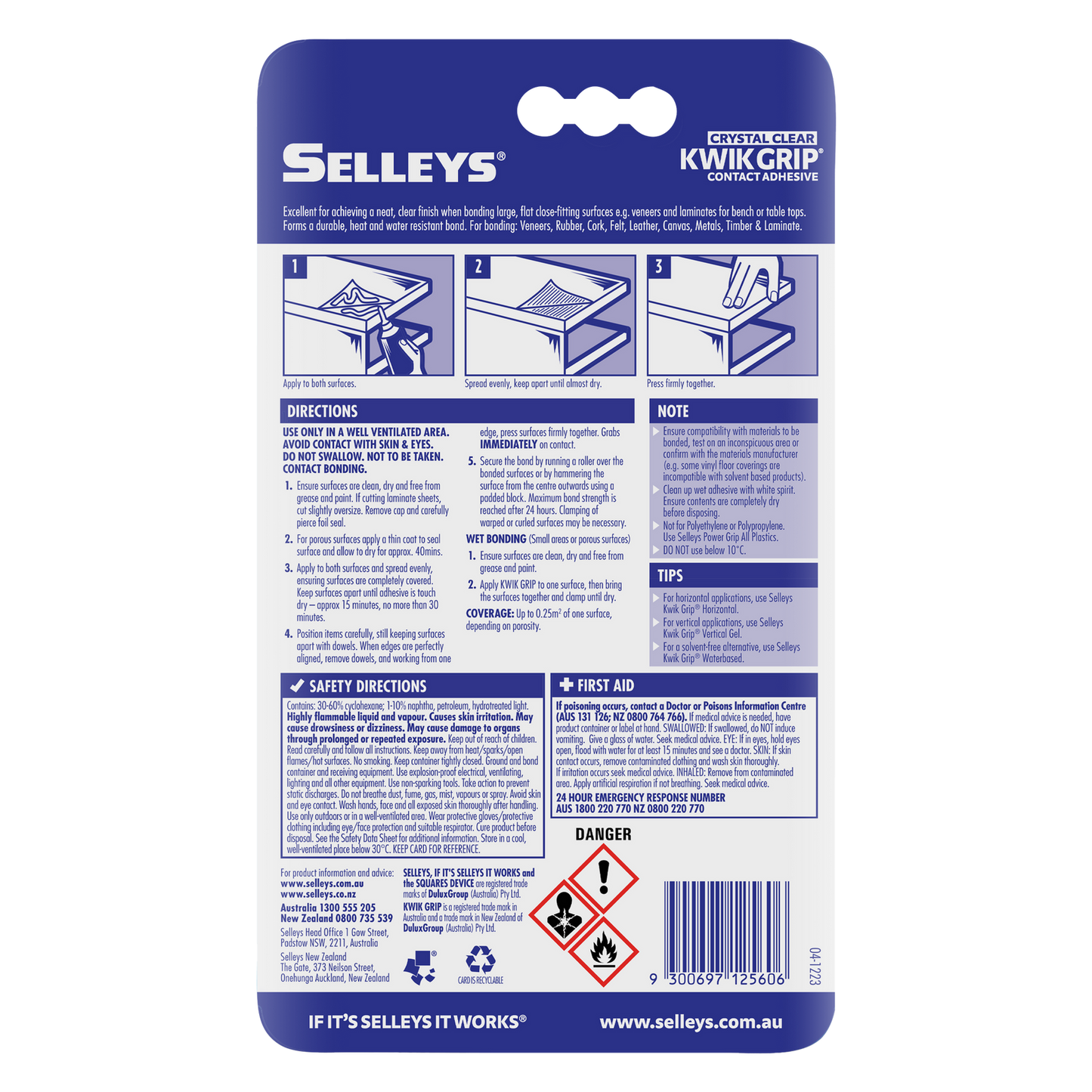 Selleys Kwik Grip Crystal Clear Adhesive - 50ml