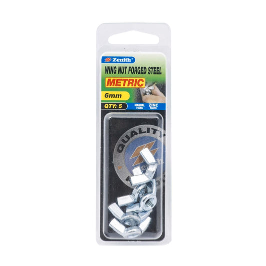 Zenith M6 Zinc Plated Forged Wing Nuts - 5 Pack