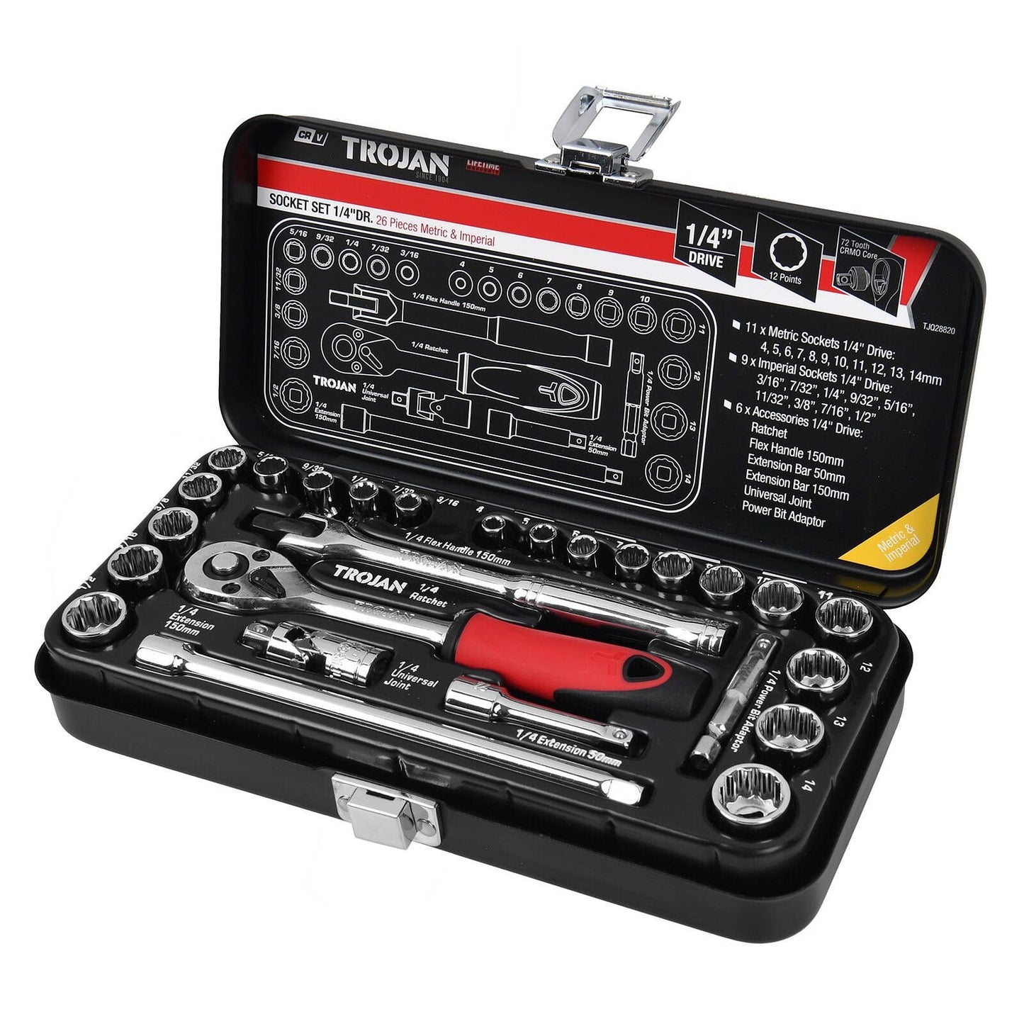Trojan Socket Set - 26 Piece - 1/4" Drive