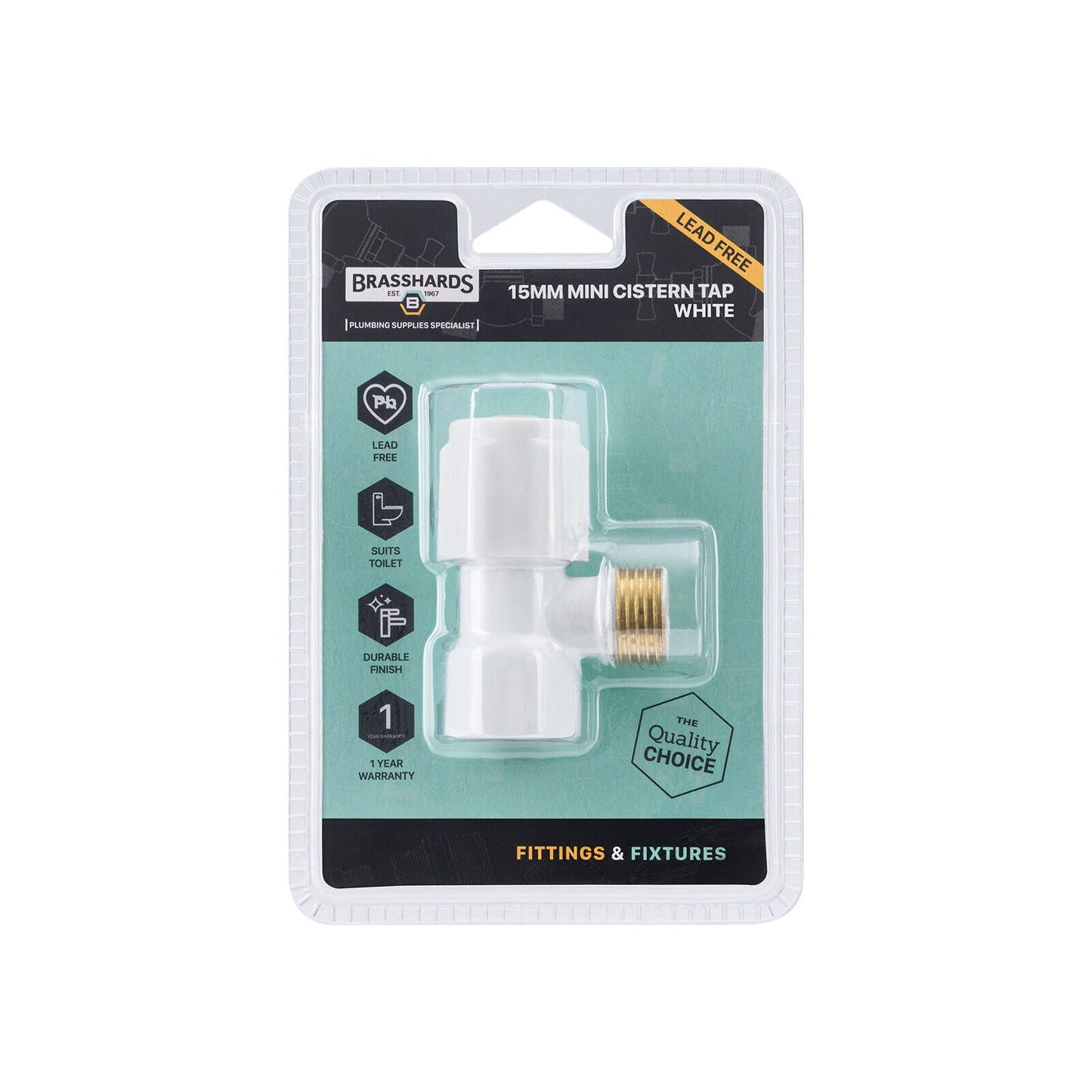 Brasshards Mini Cistern Tap - 15mm - White