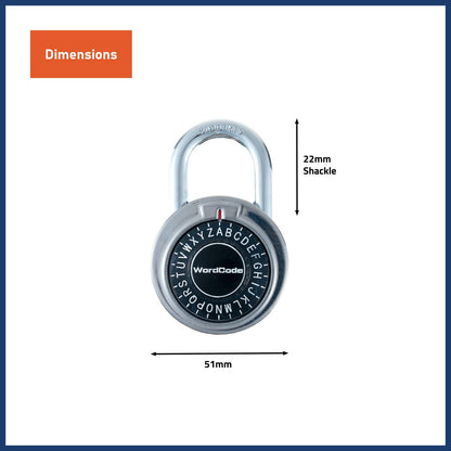 Wordcode 3 Letter Combination Dial Lock - 51mm