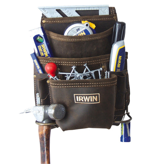 Irwin 10 Pocket Leather Nail and Tool Bag