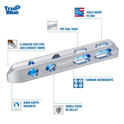 Empire True Blue Magnetic Billet Torpedo Level - 205mm