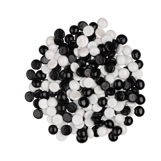 Tuscan Path 17-19mm Black & White Decorative Glass Gems  - 1kg