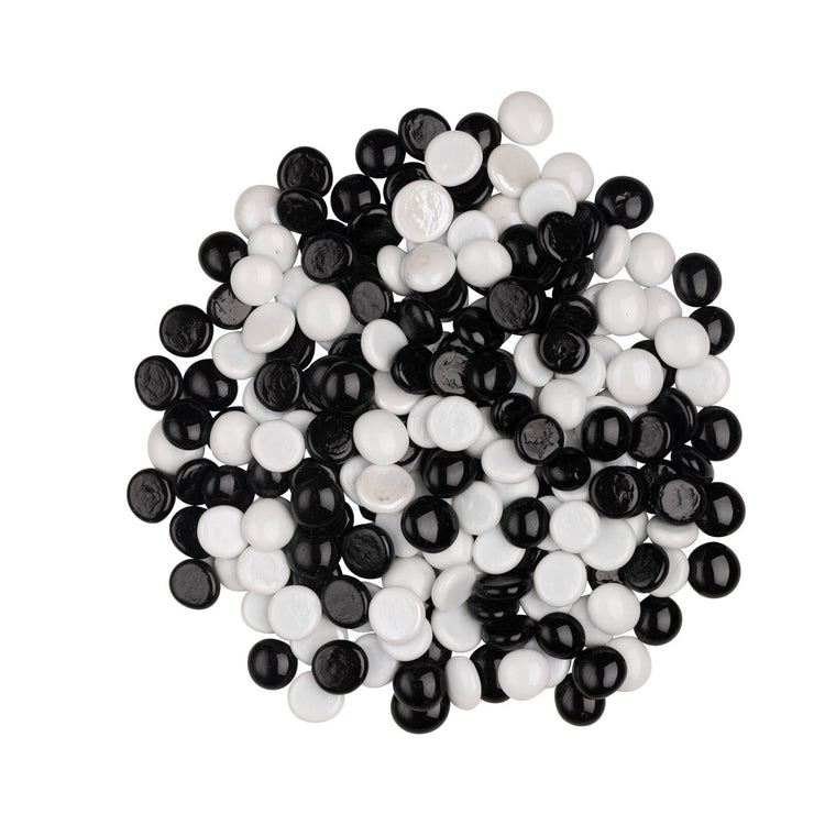 Tuscan Path 17-19mm Black & White Decorative Glass Gems  - 1kg