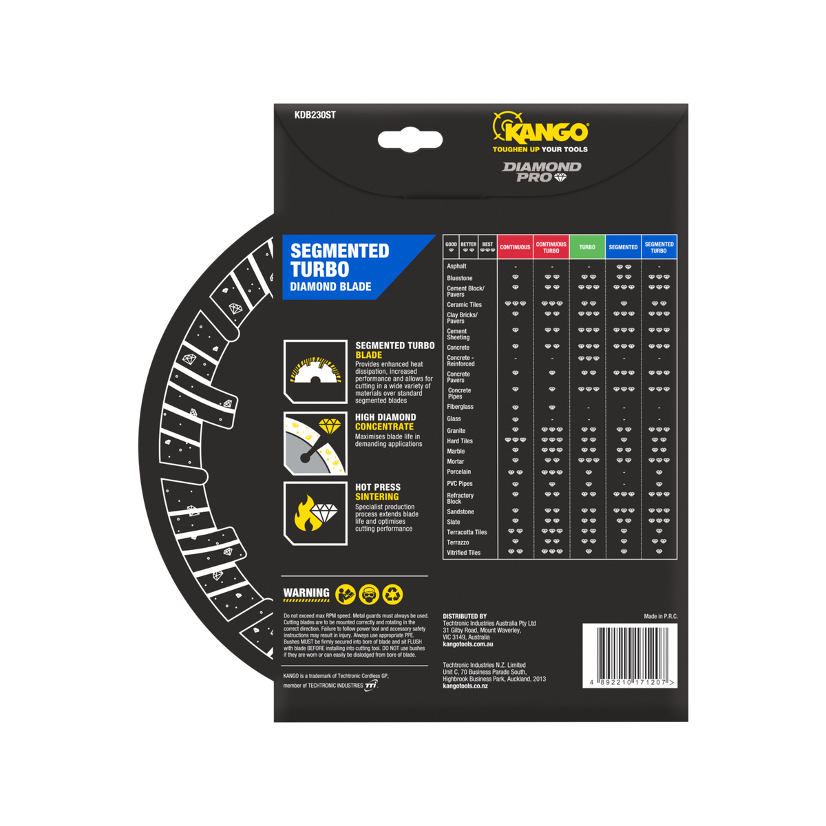 Kango Segmented Turbo Diamond Blade - 230mm - Diamond - Dry Cutting