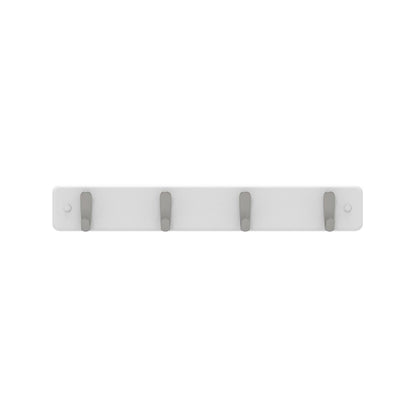Mode Hook Rack - 4 Brushed Nickel Hooks - White Board - Durable Design