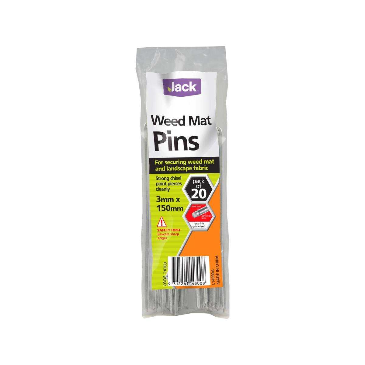 Jack Weed Mat Pins - Steel 150mm x 3mm - Strong Hold - 20 Pack