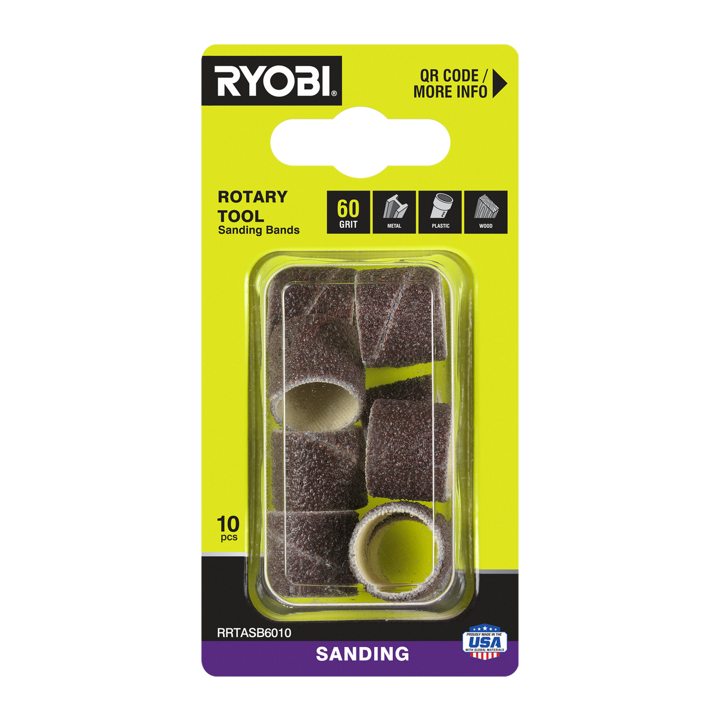 Ryobi Grit Sanding Band - 60 Grit - 38mm - 10 Pack