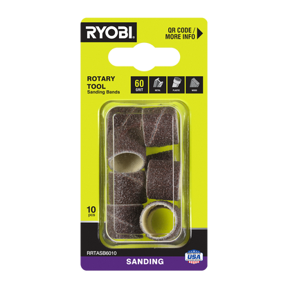Ryobi Grit Sanding Band - 60 Grit - 38mm - 10 Pack