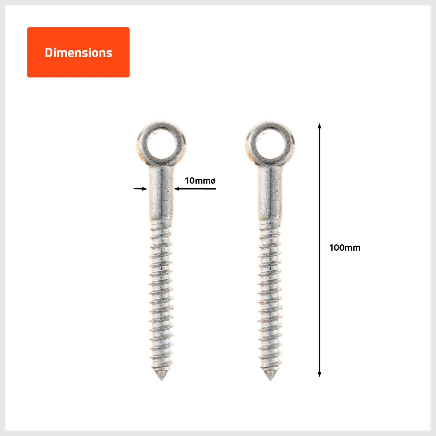 Taskmaster Lag Screw - 10 x 100mm - 316 Stainless Steel - 2pk