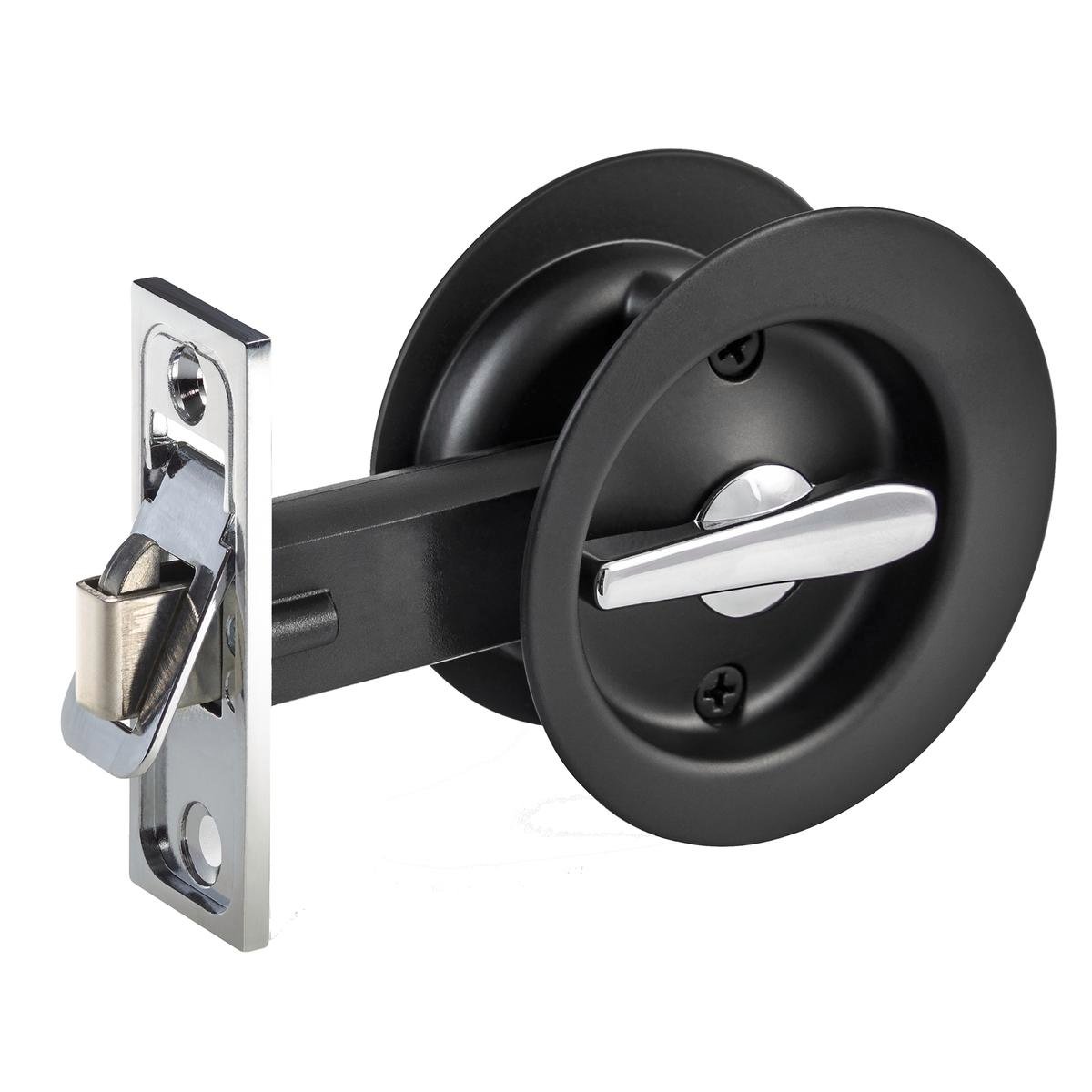 Gainsborough Circular Privacy Sliding Door Set - 70mm - Matt Black - Lockable
