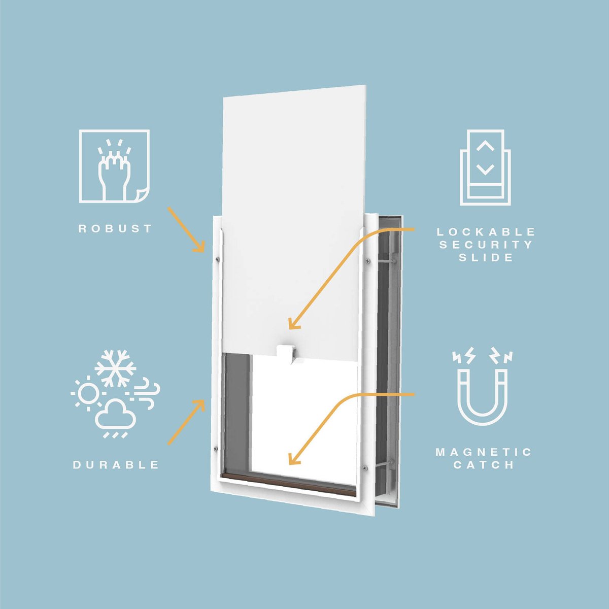 Hakuna Pets Small Pet Door - 170mm x 230mm - Aluminium - Lockable