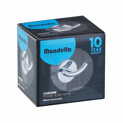 Mondella Chrome Double Robe Hook - 70mm x 42mm x 48mm - Metal