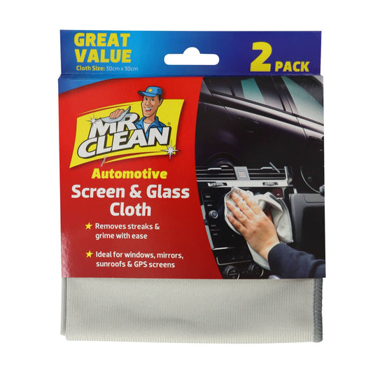 Mr Clean Automotive Screen & Glass Cloth - 30 x30 cm - 2 Pack