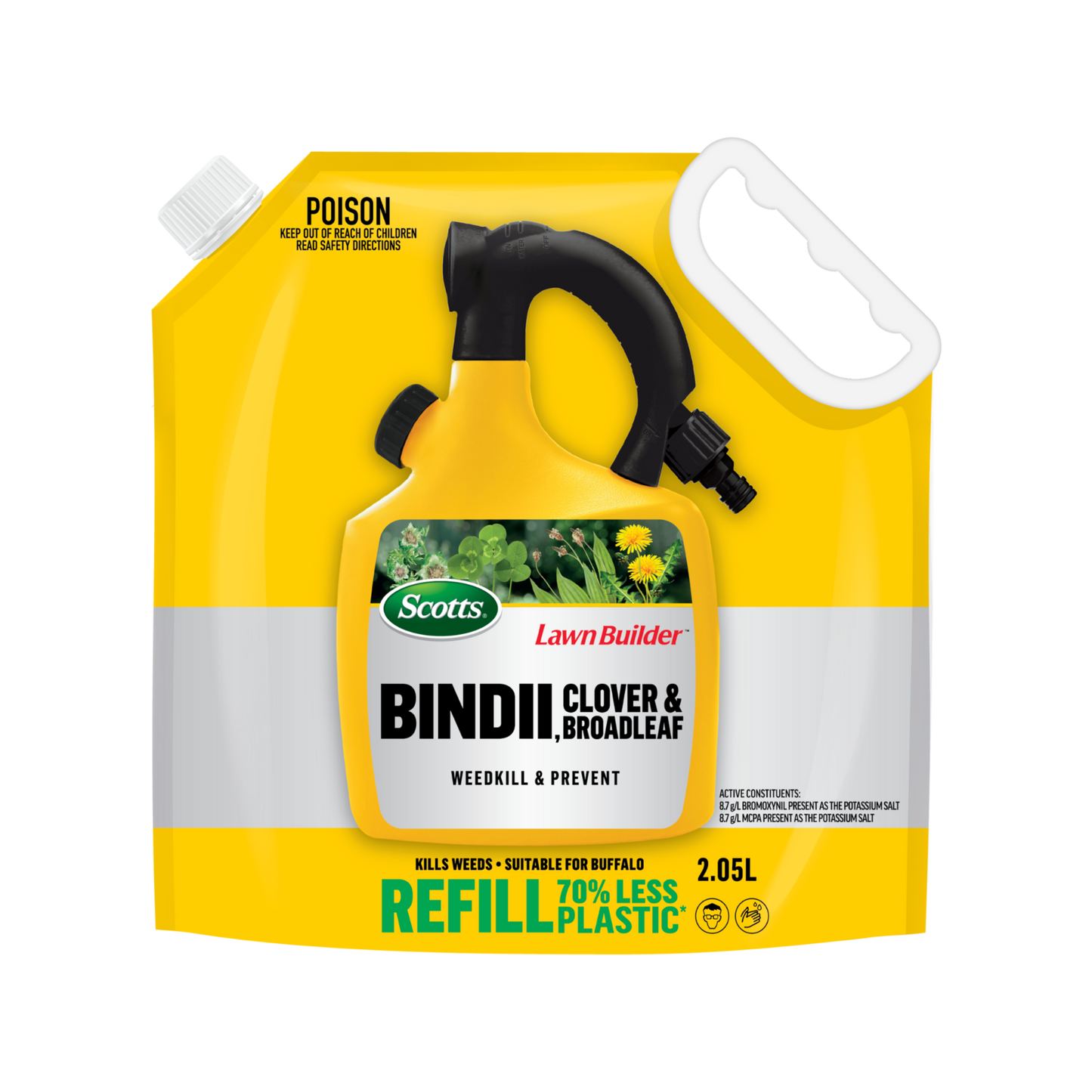 Scotts Lawn Builder Bindii Clover Broadleaf Weedkill Prevent Refill Pouch - 2.5kg